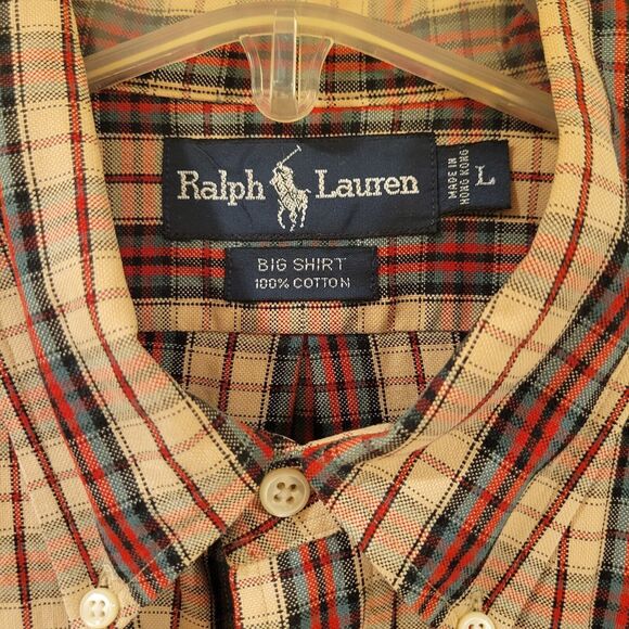 Large Polo Ralph Lauren Mens Multi Color Plaid Big Shirt Button Up - Picture 2 of 7